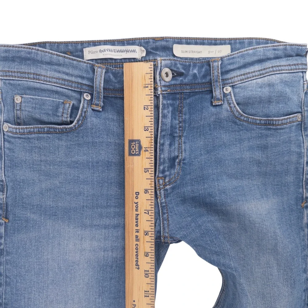 Anthropologie Pilcro Women's Size 27 Slim Straight Jeans Blue Raw Hem 25